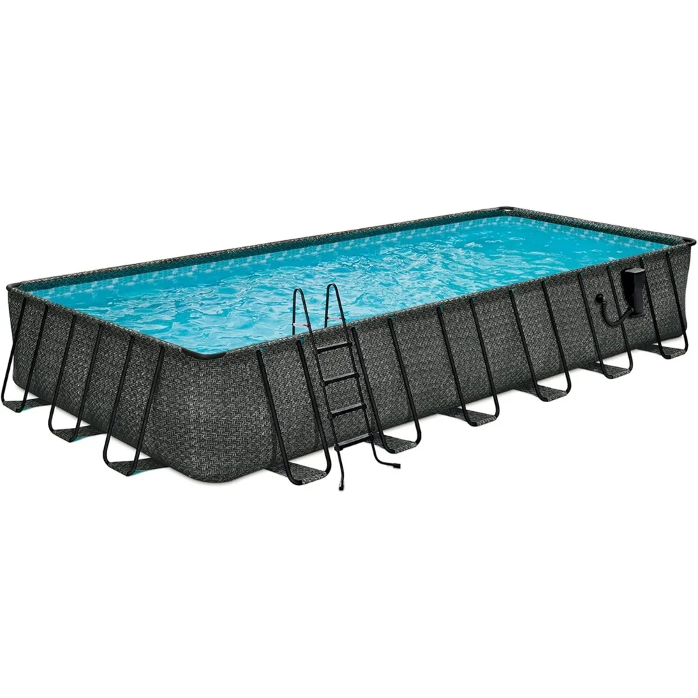 

Pool, Above Ground Swimming Pool Set with Filter Pump, Type C Cartridge Filter and SureStep Ladder, Framed Swimming Pools