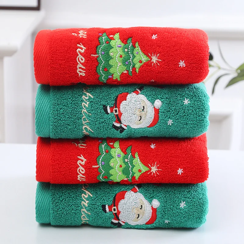 

New Xmas Face Towel Christmas Decor Red Santa Claus New Year Gift Home Bathroom Washing Hand Face Towel Cloth Man Woman