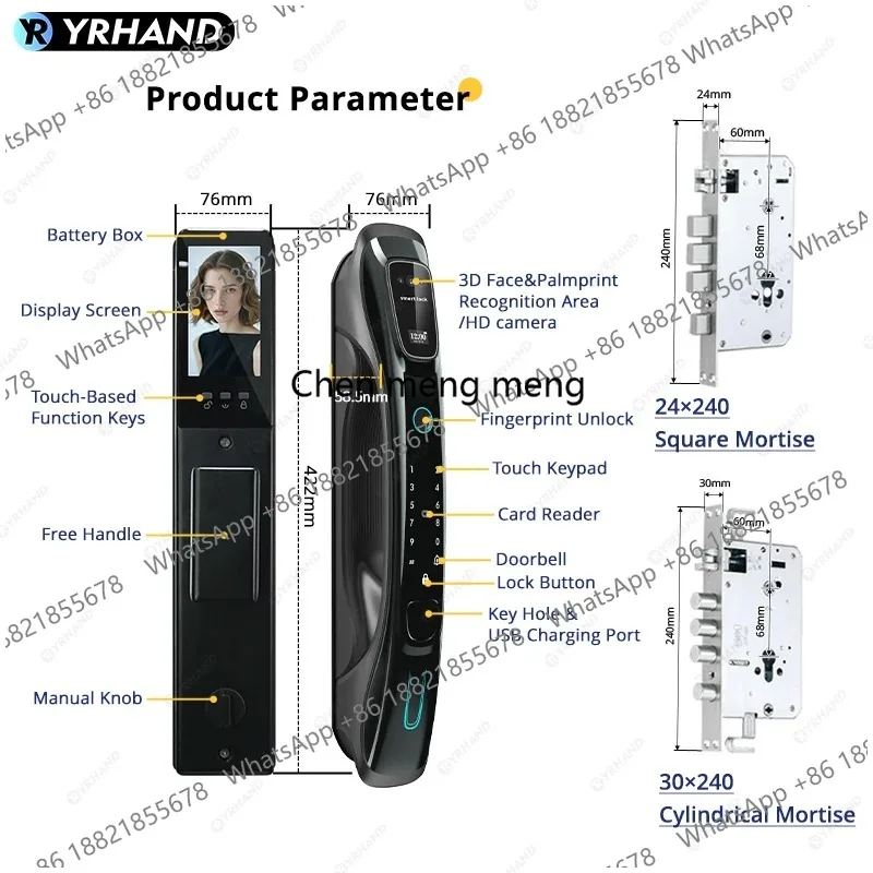 Smart Lock 3D Face Recognition Palm Vein Fingerprint WiFi APP Remote Control Video Intercom Auto Door Lock Digital Security
