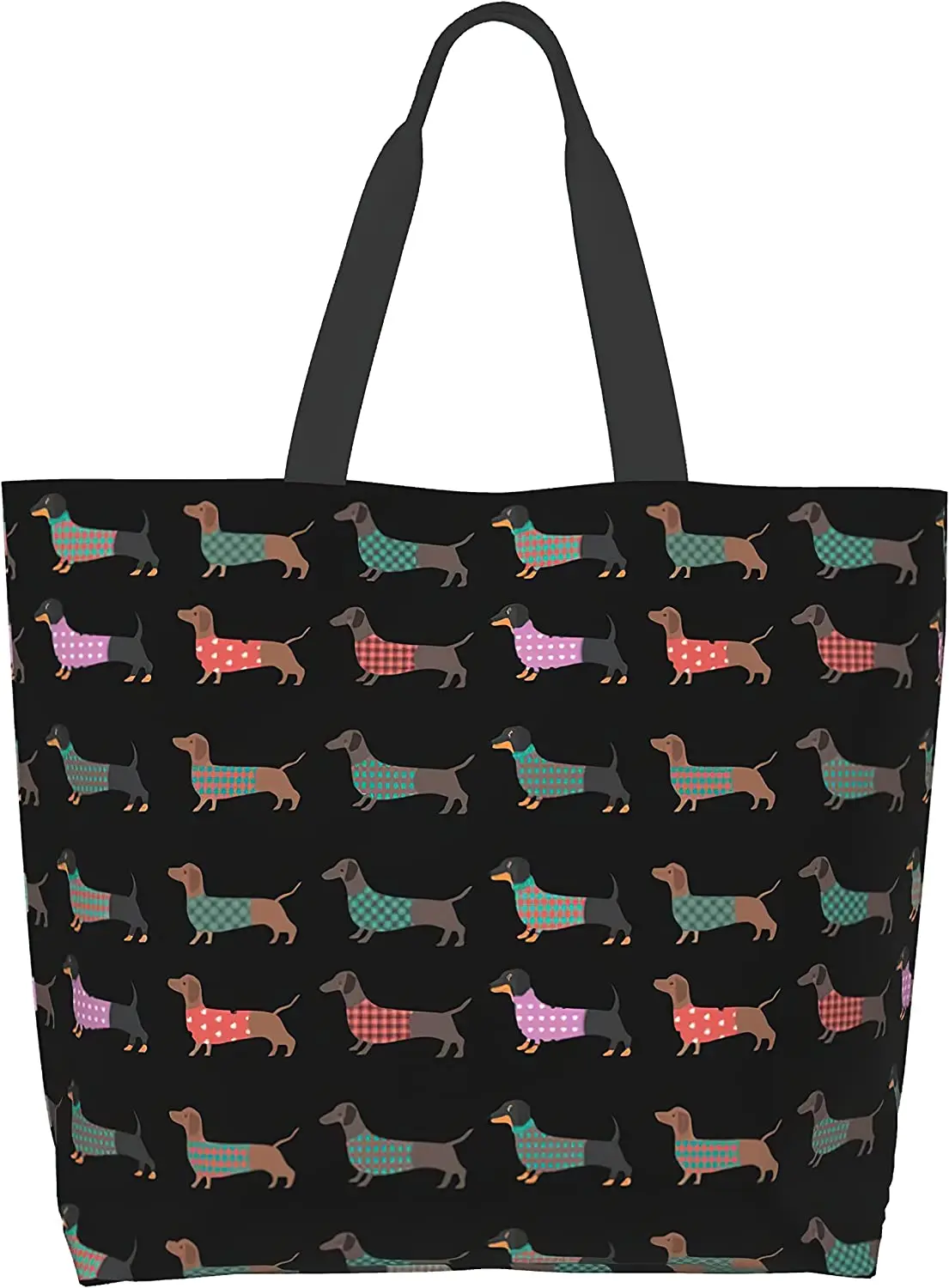 Dachshund Reusable Grocery Bag Large Shopping Tote Bag with Strong Handle Eco-Friendly Washable Tote Bag for Groceries Beach