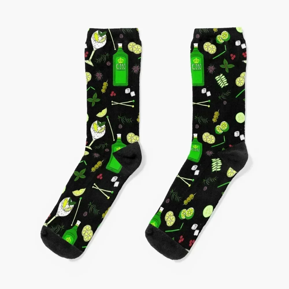 

Gin and Tonic Pattern Gin o'Clock Cocktails Socks basketball gym Christmas Thermal man winter Socks Man Women's