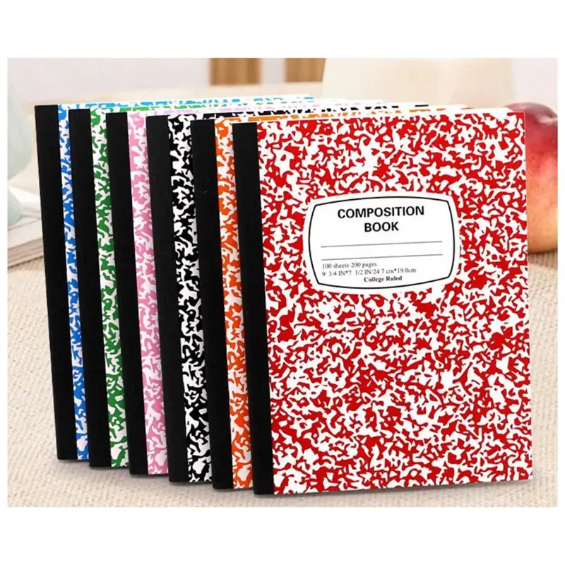 Reliable-Composition Notebooks Assorted Marble Covers, Wide Ruled Paper,190X247mm, 6 Sheets In Each Pack, Variety Of Colors,Comp
