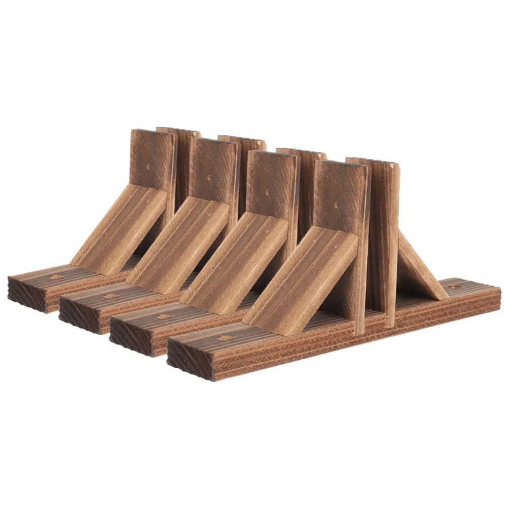 

4pcs Solid Wood Kit Outdoor Garden Feet Support Brown Easy Install for Yard Lawn Small Fences Decoration Garden Base Wood Fence