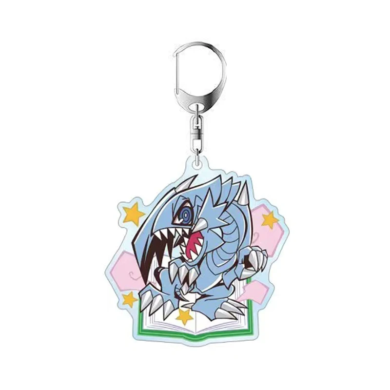Nostalgic Blue eyed White Dragon Acrylic Keychain, Game King Commemorative Keychain