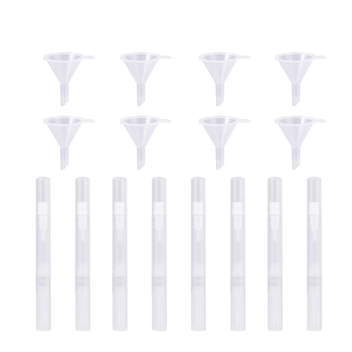 8 Pcs 45ml Transparent Plastic Nail Polish Pens Container Eyelash Growth Liquid Tube Empty Nail Oil Pen with 8pcs