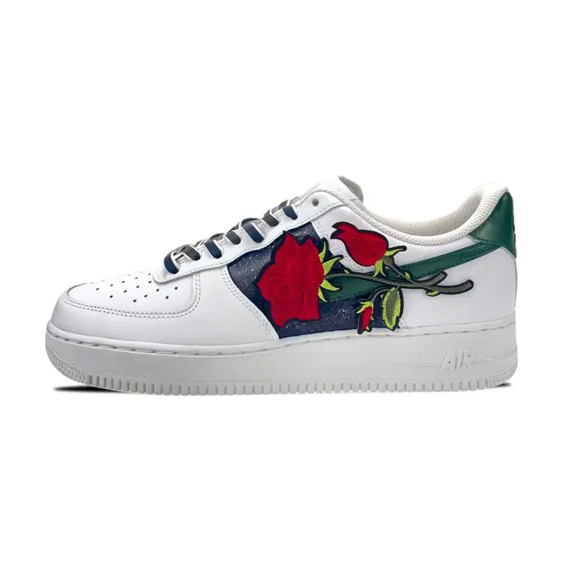 

[Женские туфли для скейтборда Nike Air Force 1 на заказ 520 Starry Sky] Нескользящие амортизирующие износостойкие низкие туфли для скейтборда GS White Bl
