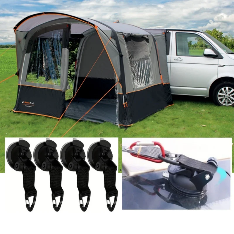 

4pcs Motorhome Vacuum Suction Cup Buckle With Glass Hook Outdoor Climbing Camping Tent Bracket Buckle Hook Accessories