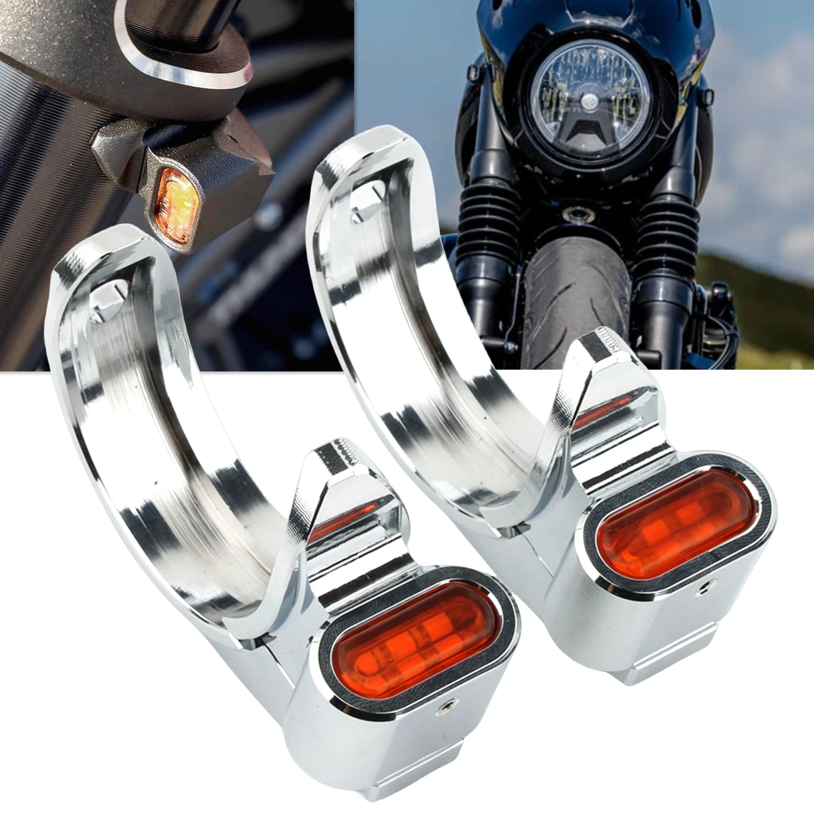 

For Harley Sportster Dyna Bobber With 39-41mm Front Fork Shock Absorbers Motorcycle Front Turn Signal Light Lamp