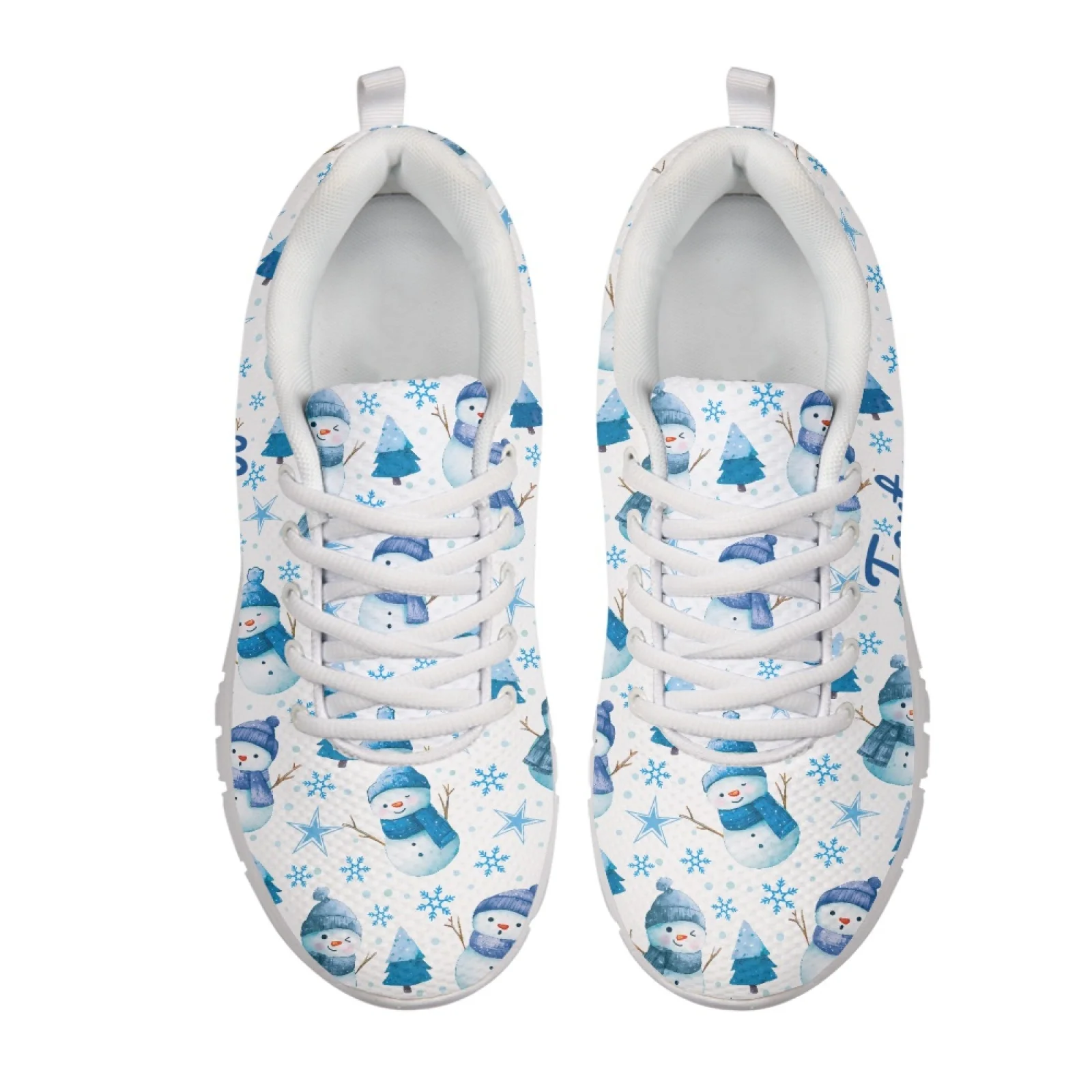 Coloranimal Christmas Fitness Walking Shoes Featuring Snowman Pattern, Mesh and EVA Sole Anti Slip Sneakers for Outdoor Camping