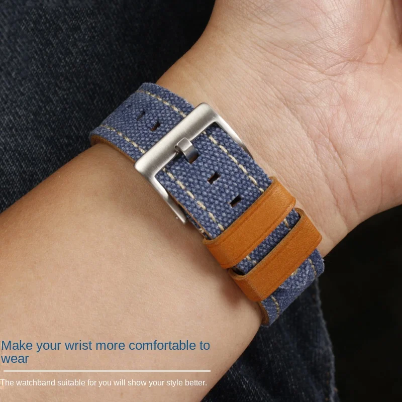 De Nieuwe Nylon Band Is Geschikt Voor Casio/Citizen/Iwc/Panerai Universeel Plat Canvas Horloge Met Leren Onderketting 22Mm 24Mm