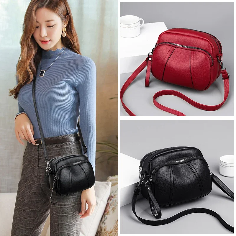 Nueva moda, bolso para teléfono móvil de Color sólido para mujer, bolso cruzado de hombro de cuero suave Simple, bolso cuadrado pequeño para mujer