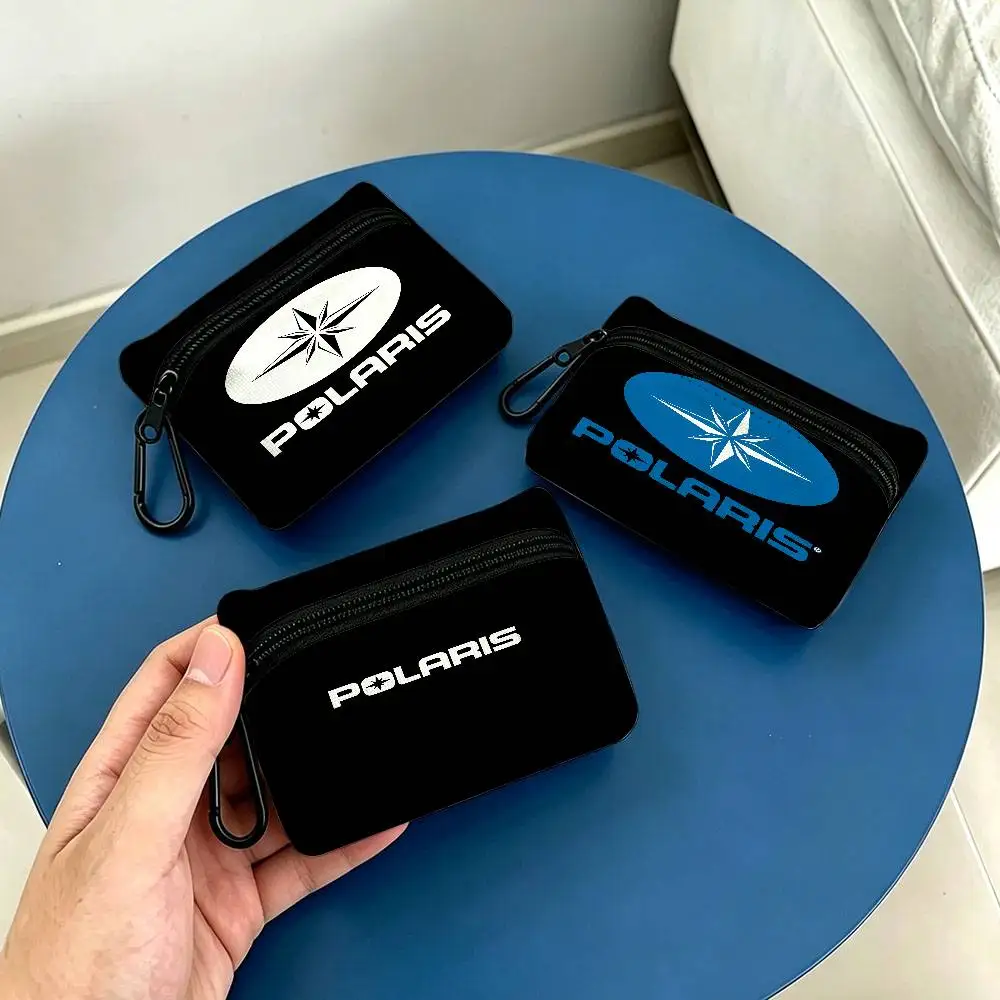 Off-Road Vehicle Brand P-Polaris Oxford Cloth Zipper Wallet Multifunctional Hanging Coin Bag For Credit Cards Keys Coins Earbuds