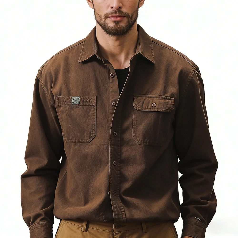 

Spring Autumn American Vintage Cargo Shirt Jacket Jacket Men's Casual Long-sleeved Shirt Ropa De Hombre Men Shirt Ropa Hombre