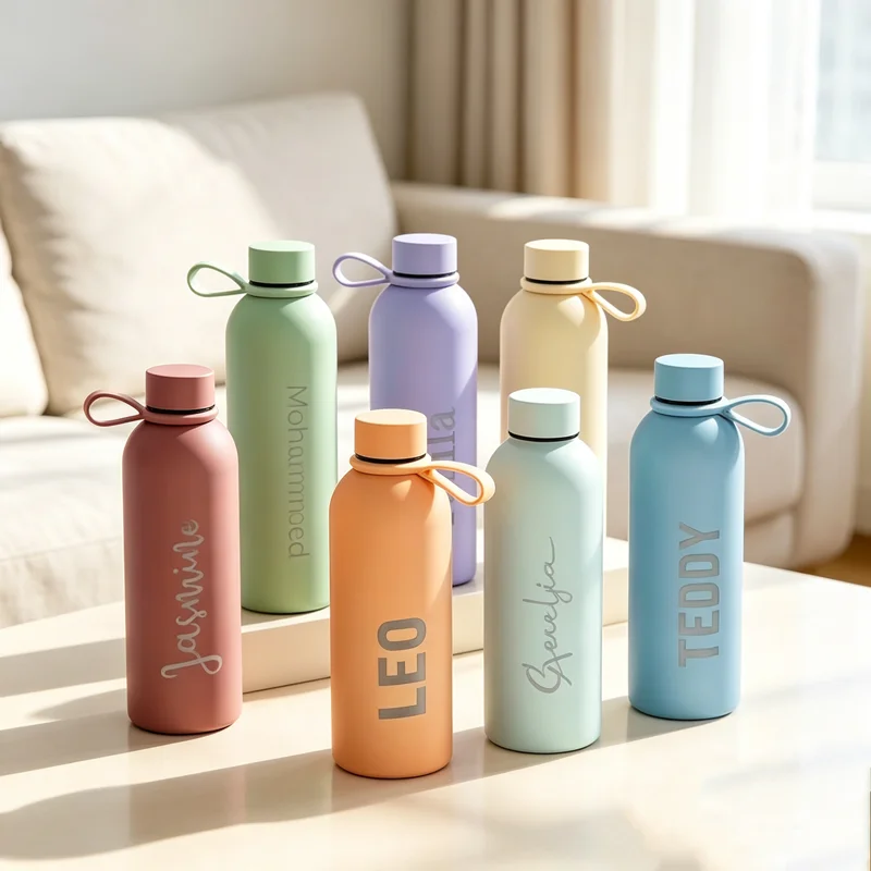 Personalized Custom Name & Logo Vacuum Insulated Stainless Steel Water Bottle, Sports Drinkware Tumbler Cup for Outdoor Fitness