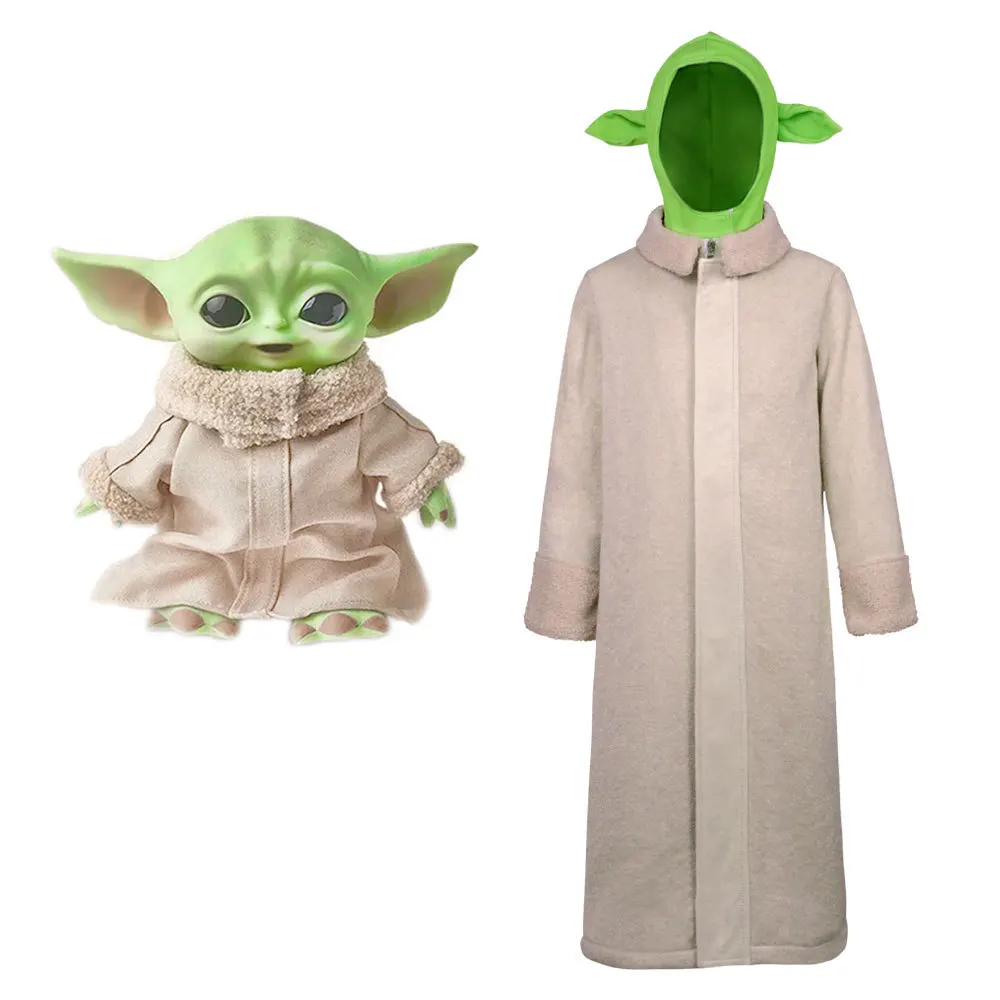 

Adults Movie Yoda Baby Cosplay Halloween Costume Long Coat and Hedagear Set for Party Carnival Superhero Role Play Dress Up