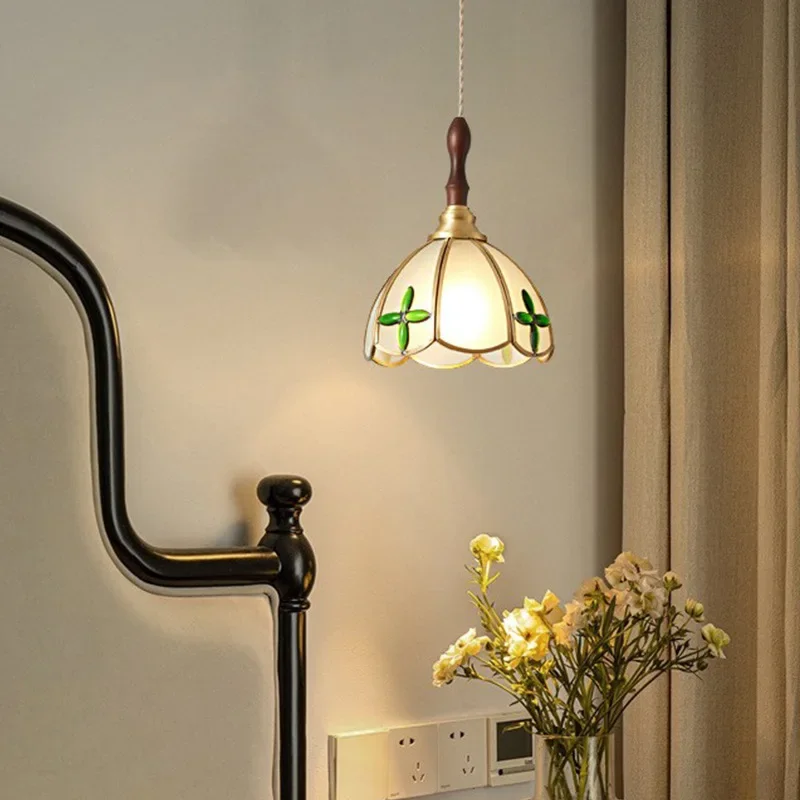 Lustre en verre et laiton rétro japonais, bar de luxe léger nostalgique rural nordique américain, lustre