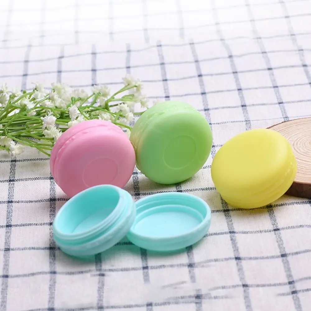 Cute Mini Cream Box Colourful Refillable Macaron Dispense Jar Candy Color Macaron Shape Lip Film Jars Travel