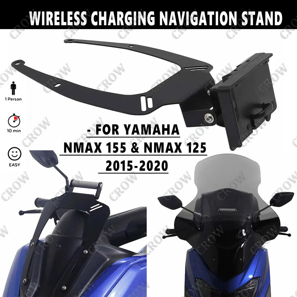 

Для телефона Yamaha NMAX N-MAX 155 125 2015-2020 2019 GPS для мотоцикла с USB и беспроводным зарядным устройством, навигационный кронштейн, держатель, подставка