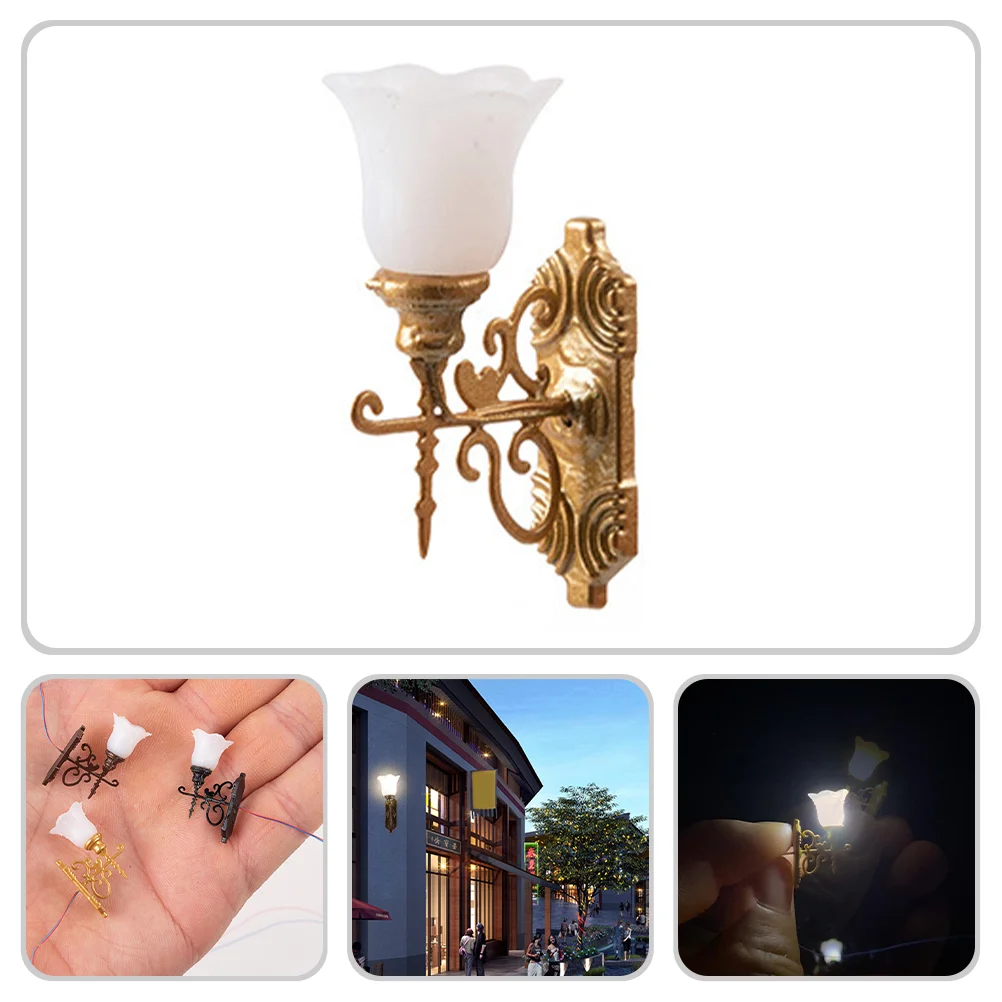 4-częściowy wystrój Micro Landscape Ornament Light Tiny Wall Lamp Model Toy Room Miniature Lights Lamps