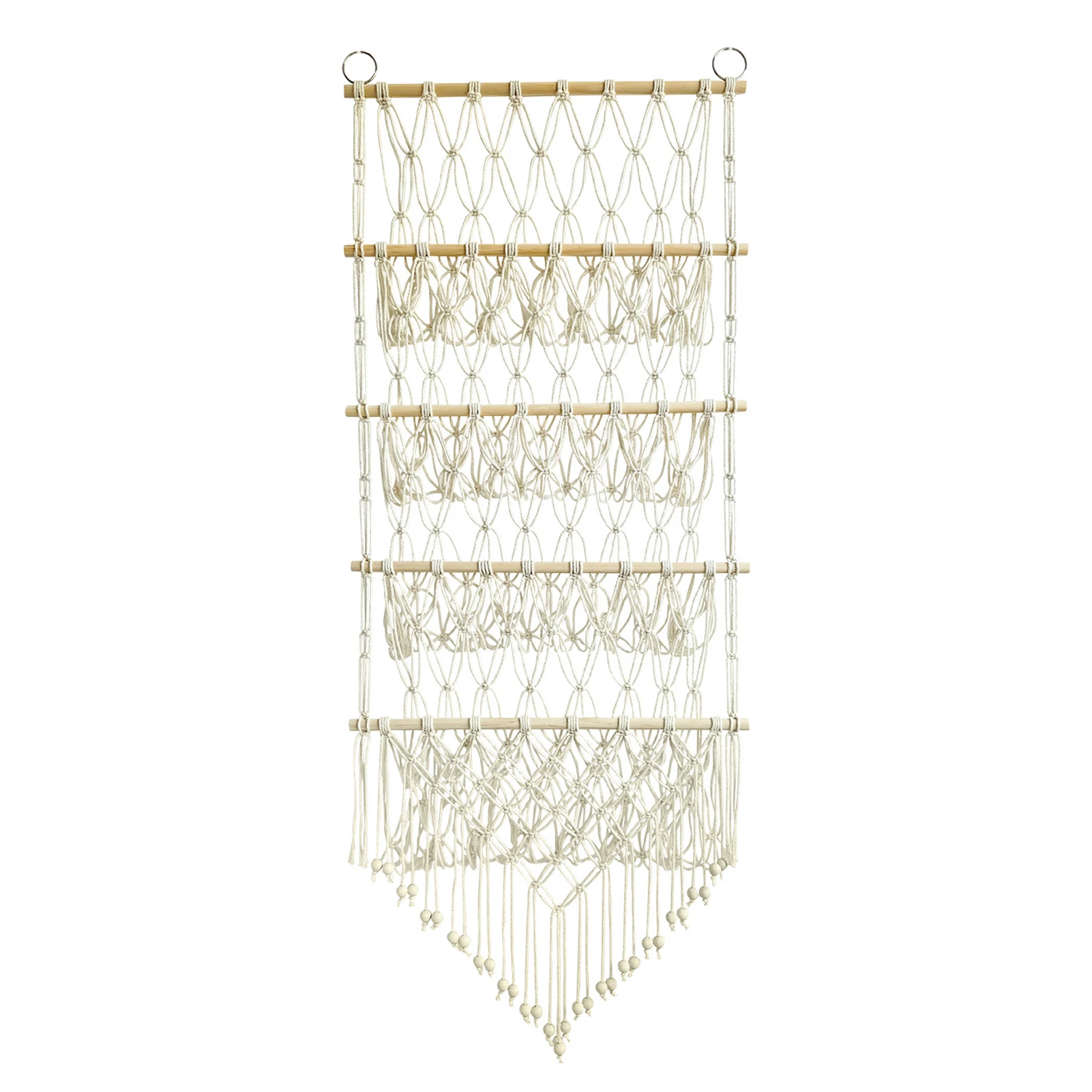 

Wood Kids Toy Net Hammock Organizer 4-Layer Stuffed Animal Storage Solution Hammock For Soft Toys