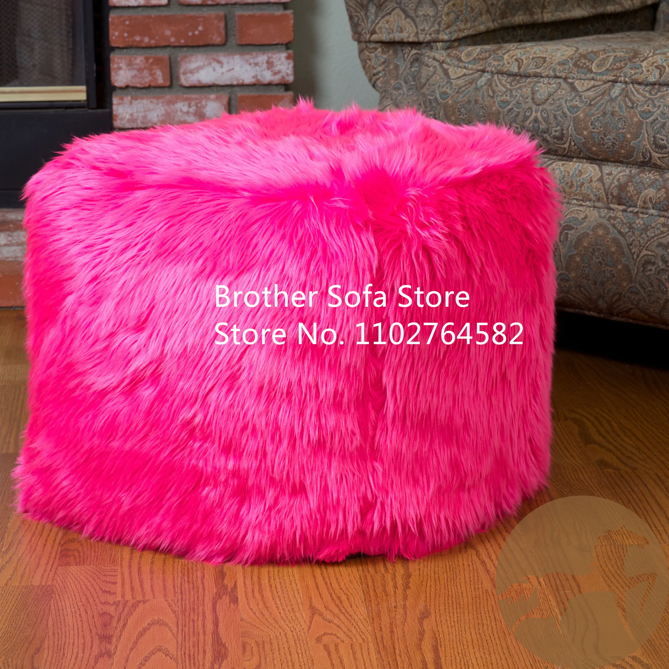 Fur fabric Ottoman bean bag Pouffe Stool Dressing Table Stool no Legs Removable Cover Soft Footstool bean bag step stool