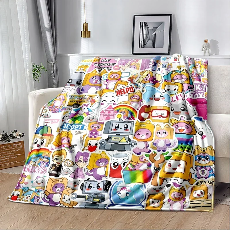 Happy Rocky And Foxy And Boxy Lankybox Soft Plush Blanket,Flannel Blanket Throw Blanket for Living Room Bedroom Bed Sofa Picn@0￥