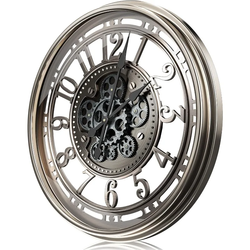 

30 Inch Large Industrial Moving Gear Wall Clock for Living Room Decor, Modern Farmhouse Decorative Clock for Dinning Room Home O