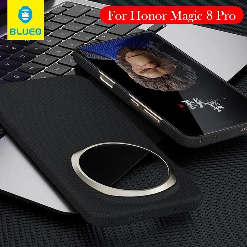 

Чехол Blueo из углеродного волокна для Honor Magic 8 Pro, задняя крышка с кевларовой беспроводной зарядкой для HONOR MAGIC 8 PRO