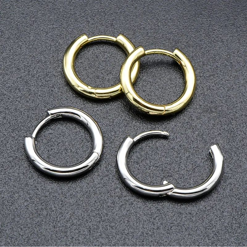 Wholesale Jewelry Supplies Color Remain Gold Rhodium Plated Round Hoop Earring for Women Girl