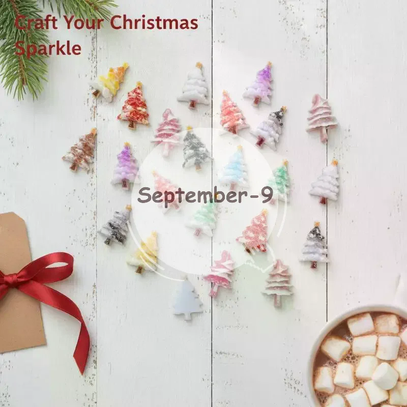 30Pcs Colorful Glitter Christmas Tree Nail Charms Resin Mini Crystal Ornaments for DIY Nail Art Craft Party Manicure Design