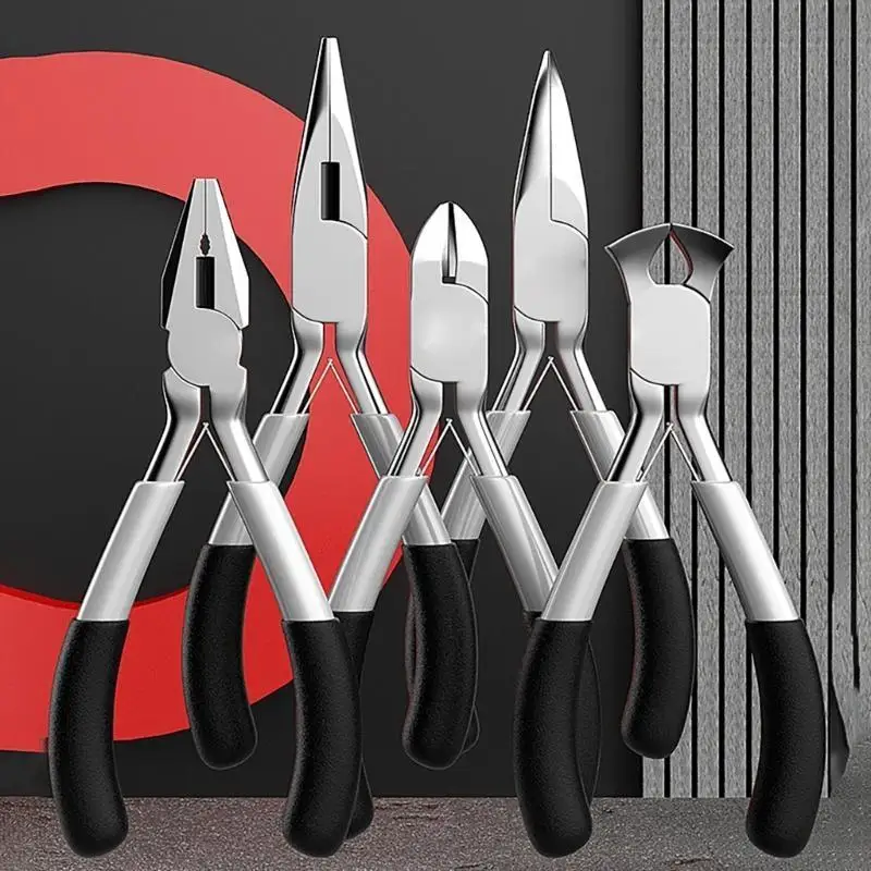 P82E Multipurpose Mini Wire Cutters Flat Nose Extended Needle Wire Binding Pliers Suitable for Jewelry Making & Rings Opening