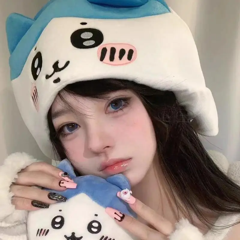 

Kawaii Chiikawa Hachiware Usage Hat 3D Ears Cartoon Anime Accessories Cosplay Plush Head Hat Photo Prop Cute Girl Birthday Gift