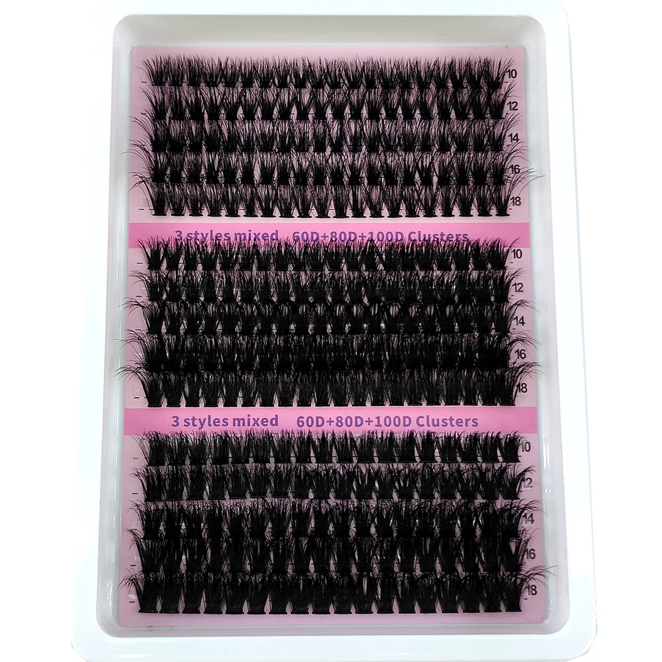Nuevos 15 filas DIY racimos de pestañas esponjosos 5D, gruesos 60D-200D, pestañas individuales tipo wispy, extensión de racimos de 10-20 mm 5