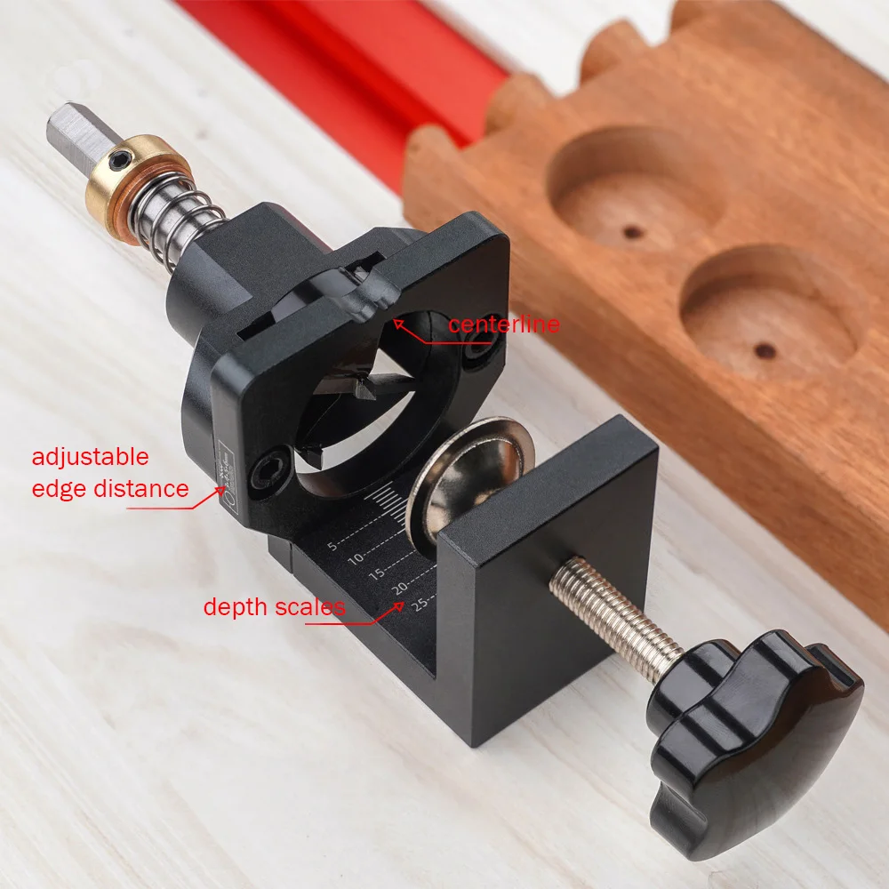 35mm Concealed Hinge Jig kit, Aluminum Alloy Woodworking Tool Drill Bitsfor Face Frame Cabinet Cupboard Door Hinges