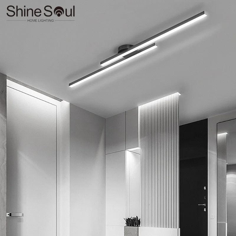 Modern LED Ceiling Light Simple Line Aluminum Corridor Light Living Room Bedroom Remote Dimming Interior Decoration Ceiling Lamp