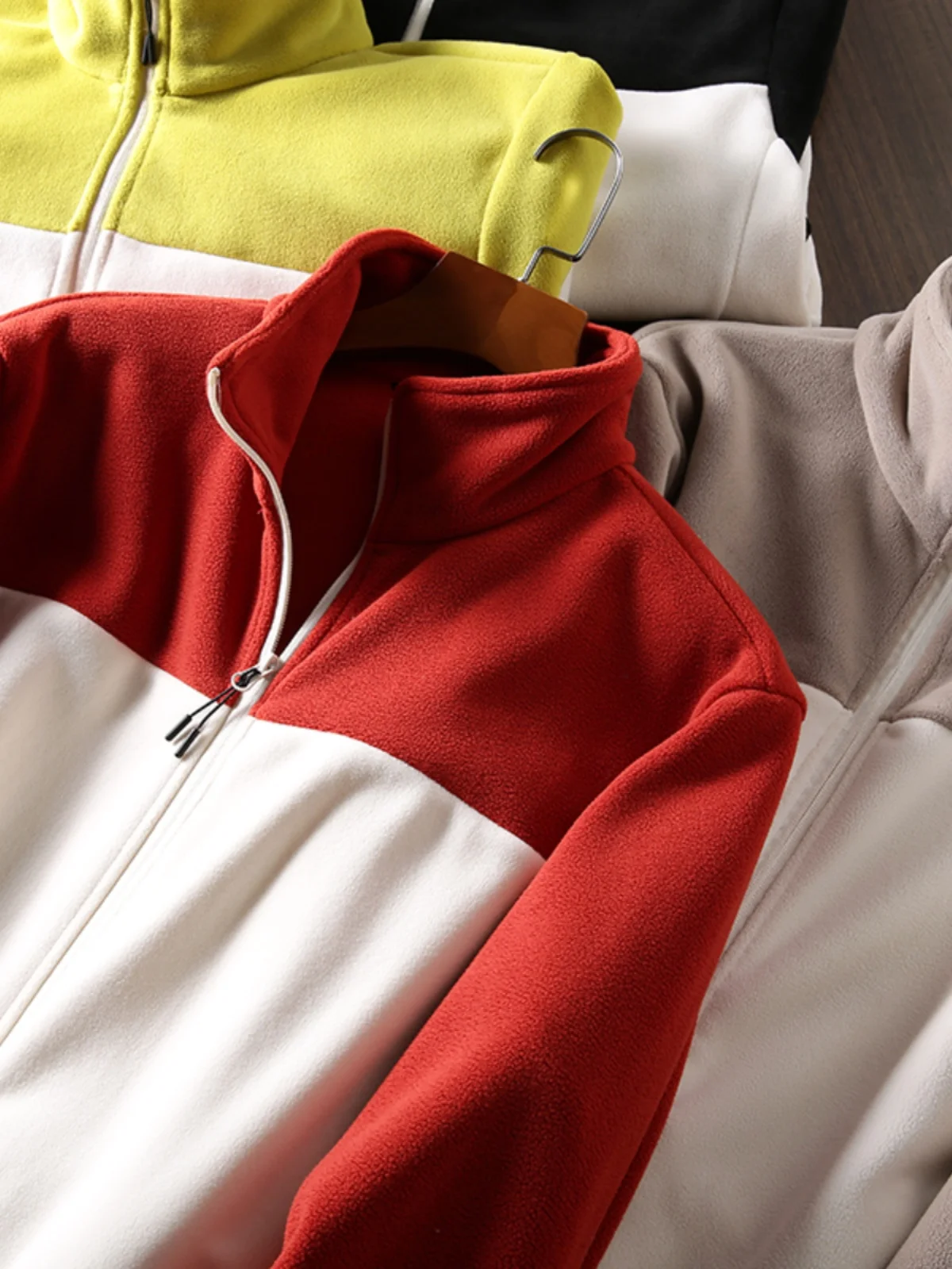 

Двусторонняя флисовая куртка унисекс с воротником-стойкой, ветрозащитная, теплая, модная, с цветными блоками, осенне-зимнее пальто