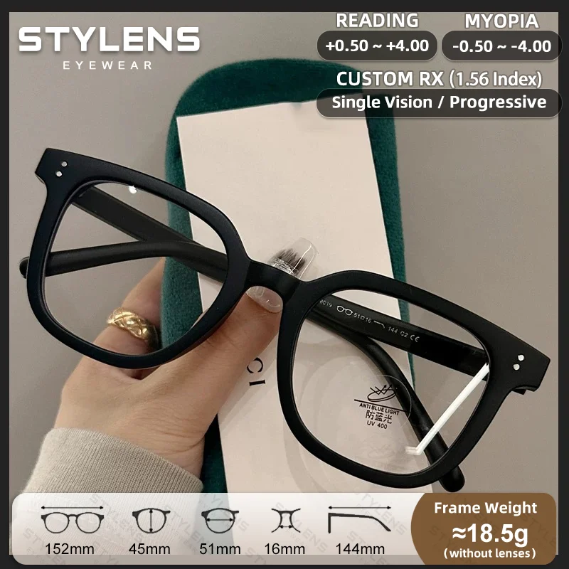 stylens-ニューカレントスクエア処方眼鏡-男女兼用-ブルーライトカット-ミニマリストリーディンググラス-カスタム累進レンズアイウェア