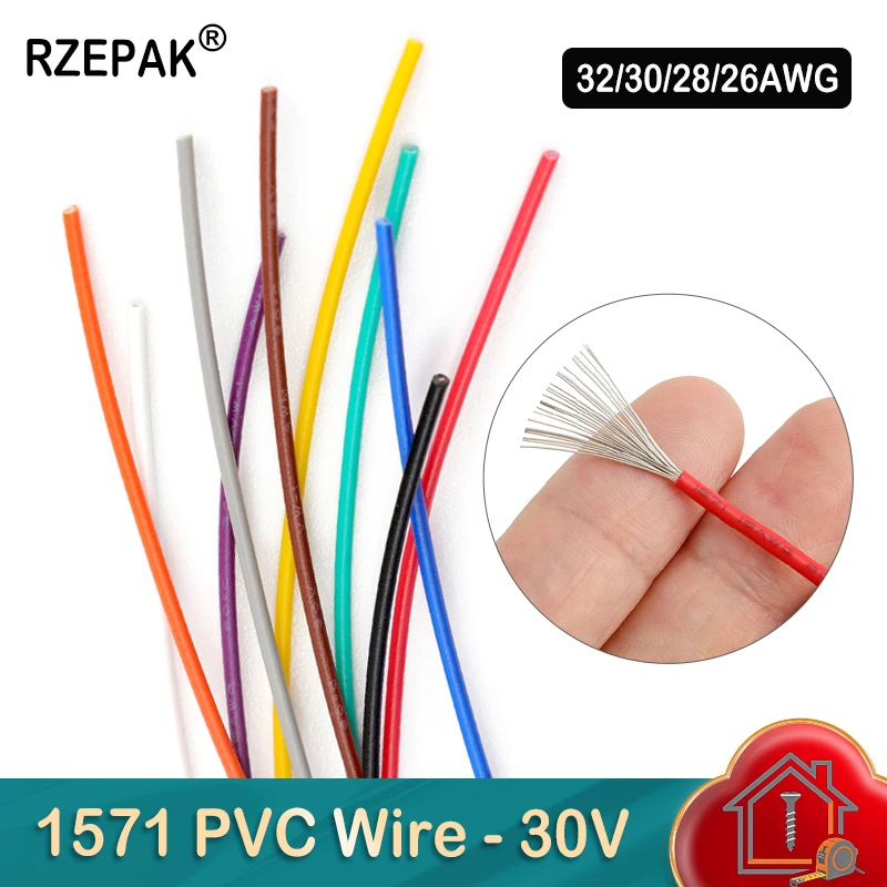 5/10/50/500m UL1571 PVC Electronic Wire 32 30 28 26 AWG Flexible Cable Insulated Tinned Copper Environmental DIY LED Cord