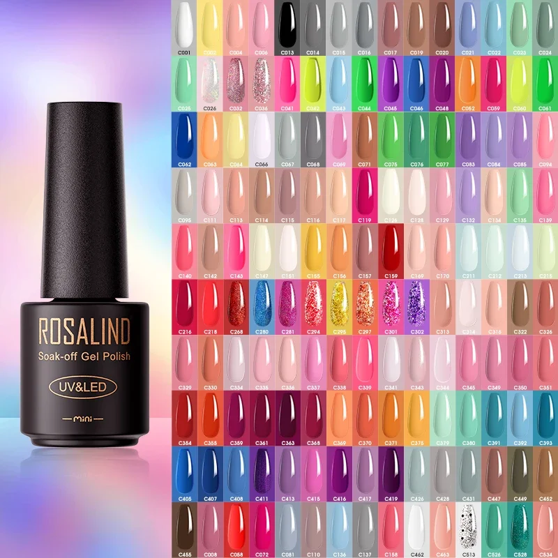 ROSALIND smalto per unghie gel per crepe, toppa base per polimerizzazione delle unghie, bottiglia di vetro colorata, luce ultravioletta, forniture per unghie a LED