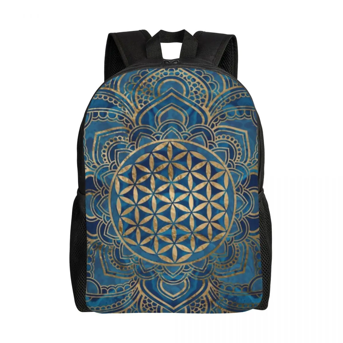 Flower Of Life In Lotus Mandala Backpacks for Men Women College Students Bookbag Fits Laptop Buddhism Large Capacity Backpack