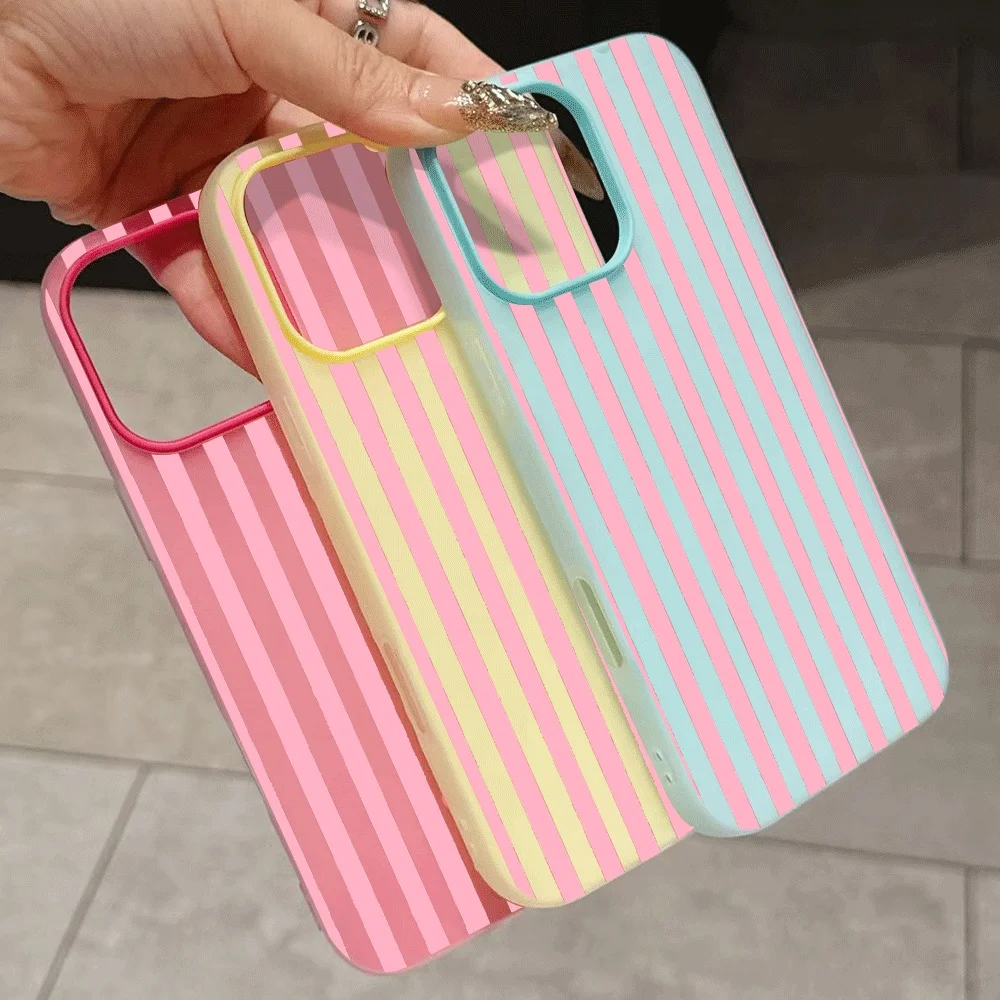 Simple Vertical bar Cartoon Phone Case for Xiaomi 11 Lite 5G 14T Pro 15T Pro 17 Pro Max Shockproof Candy Colors Silicone Cover view 2