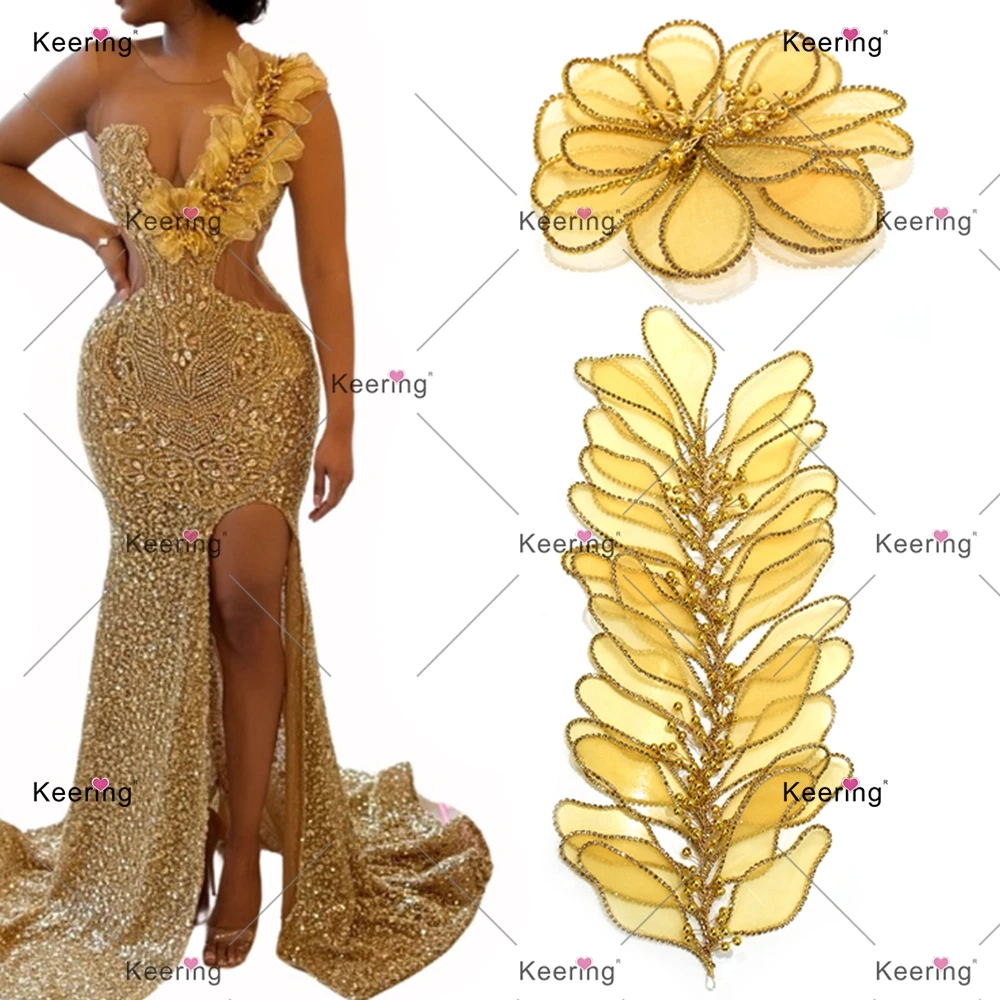 3D سلك زهرة حجر الراين زين البتلة للزينة الزفاف - نبات اصطناعي مزهر حديقة موضوع (6 قطع) WHD-129