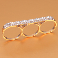 1PC Metal Fashion Three Fingers Knuckle Duster Ring Minimalist Stainless Steel Bar Ring Jewelry Gift