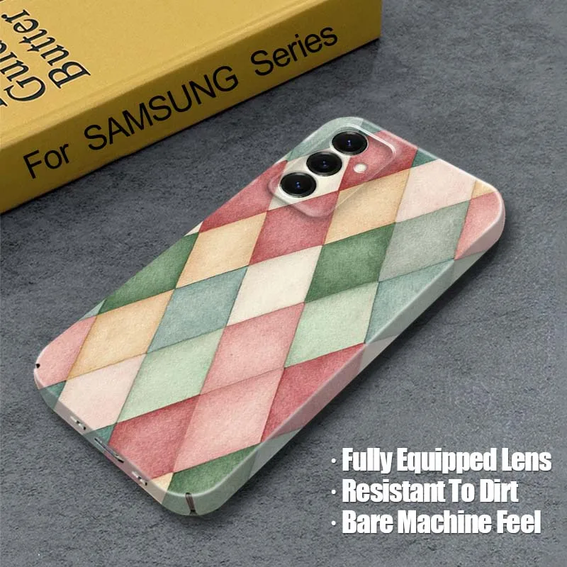 Colorful Argyle Pattern Design Phone Case For Samsung Galaxy S25 S24 S23 S22 S21 Ultra Plus Edge FE 5G Feilin Protective Shell