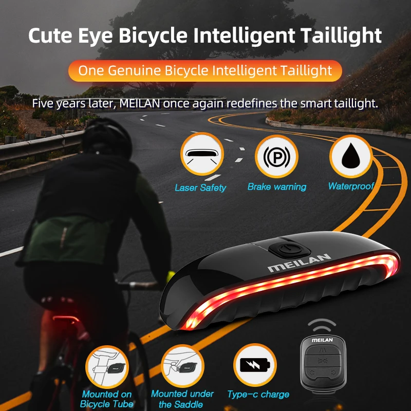 Meilan CuteEye X3 Światło rowerowe Bluetooth Inteligentne wykrywanie hamulców Tylne światła roweru szosowego Automatyczne światło skrętne 8 trybów