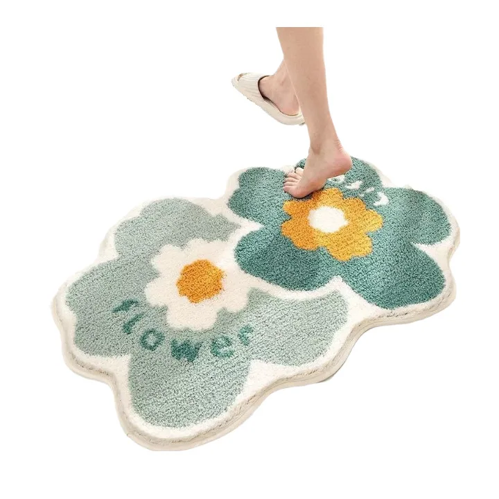 1pc 40*60cm Cute Flower Bathroom Rug, Machine Washable Bathroom Floor Mat, Extra Soft Absorbent Non-Slip Bath Rug