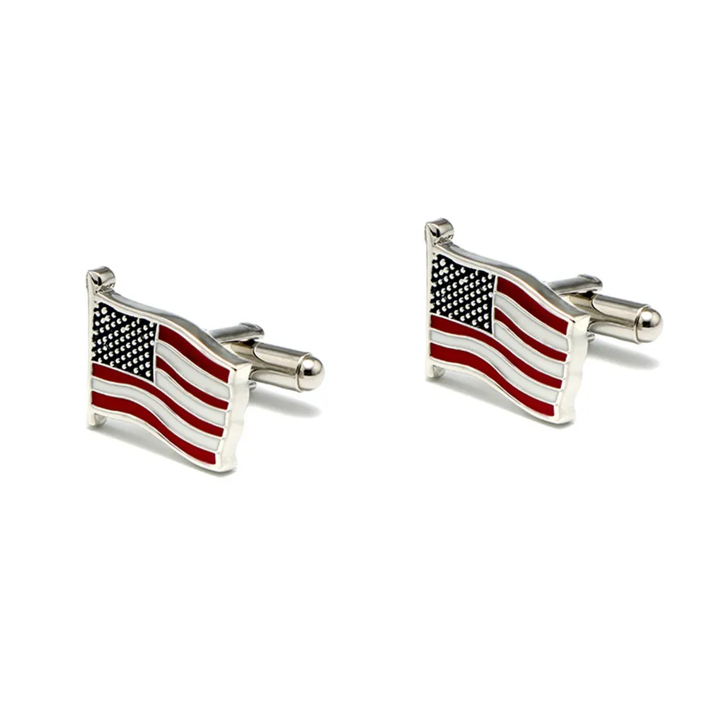 1Pair Men Flag Cufflinks French Shirt Style Sophisticated Minimalist Design Sturdy Glossy Finish for Official Look
