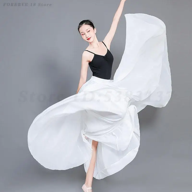 Dança clássica grande balanço saia nova prática de dança do ventre saia longa chiffon quadrado desempenho traje equipe dançarino roupas