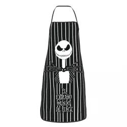 Custom Unisex Tim Burton Nightmare Before Christmas Bib Apron Adult Women Men Chef Tablier Cuisine for Kitchen Cooking