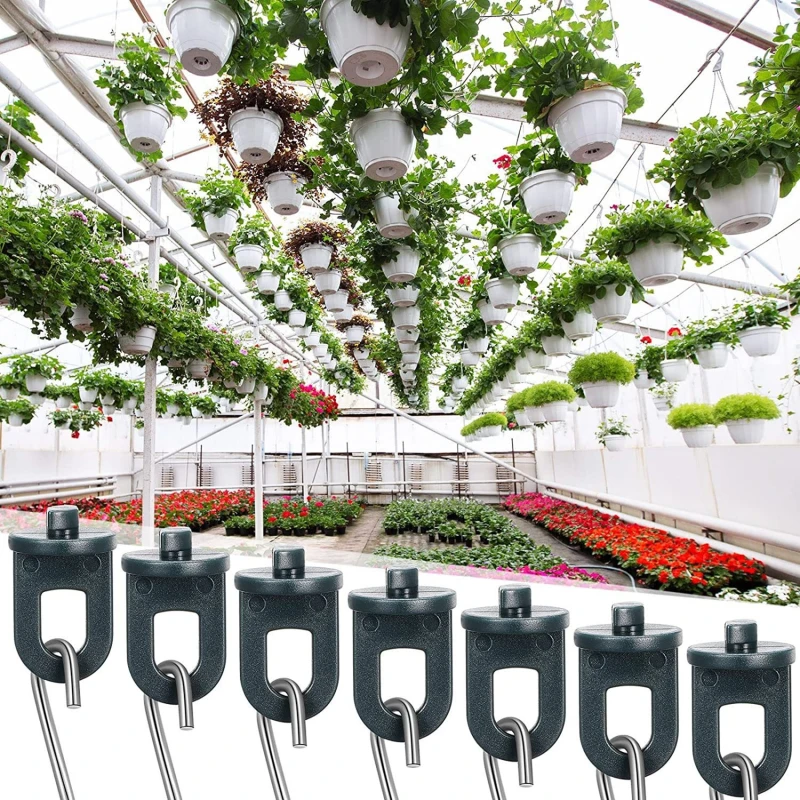 50pcs Greenhouse Slide Ring Buckle Fixing Clip Plastic S-shaped Hook Hanging Potted Plants Garden Flower Greenhouses Fittings